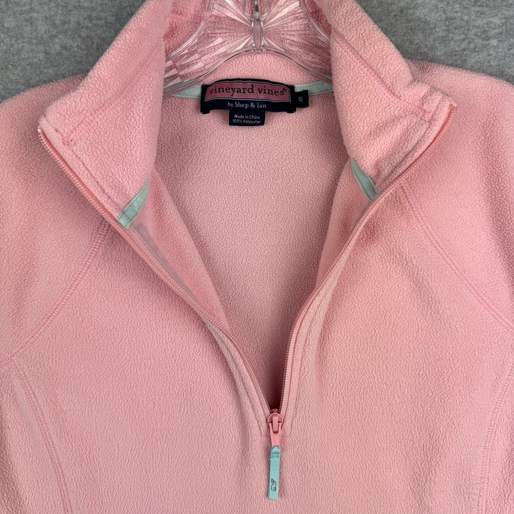 Vineyard Vines Women's S Pink Fleece 1/4 Zip Pullover Preppy Coastal Shep Ian - Picture 1 of 13